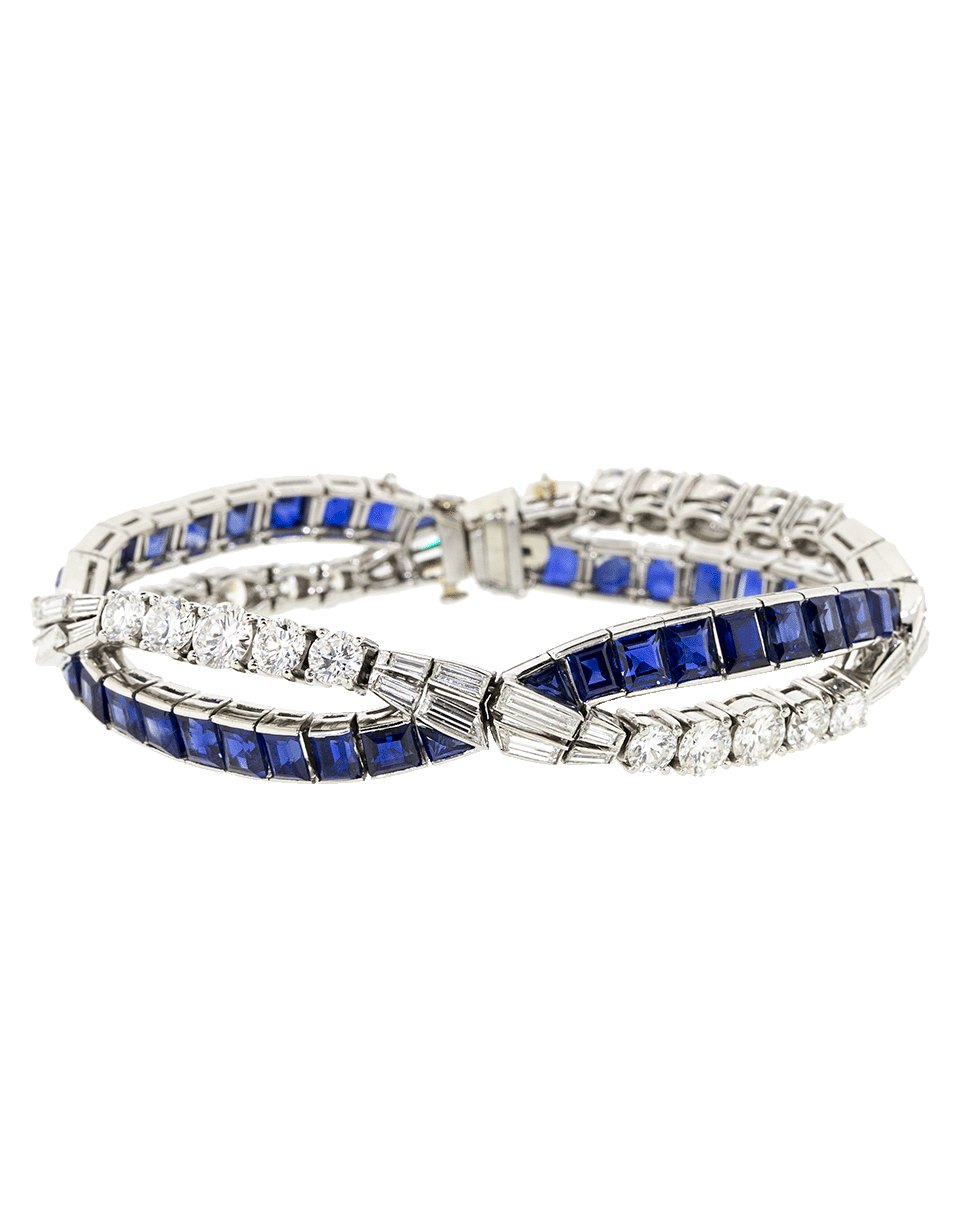 FRED LEIGHTON-Diamond And Sapphire Wave Bracelet-PLATINUM