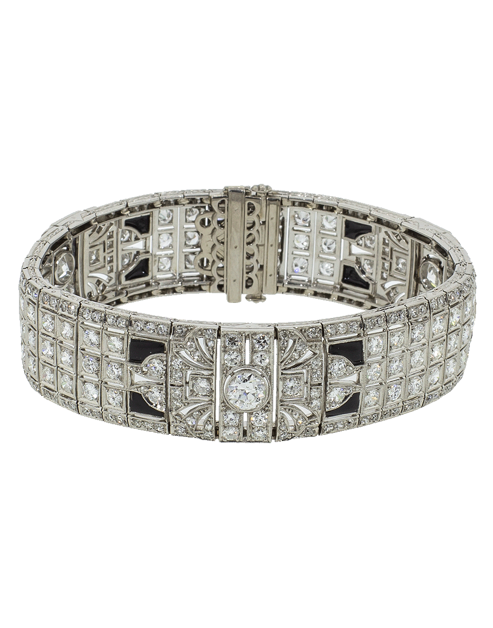 FRED LEIGHTON-Oscar Heyman Art Deco Diamond and Onyx Bracelet-PLATINUM