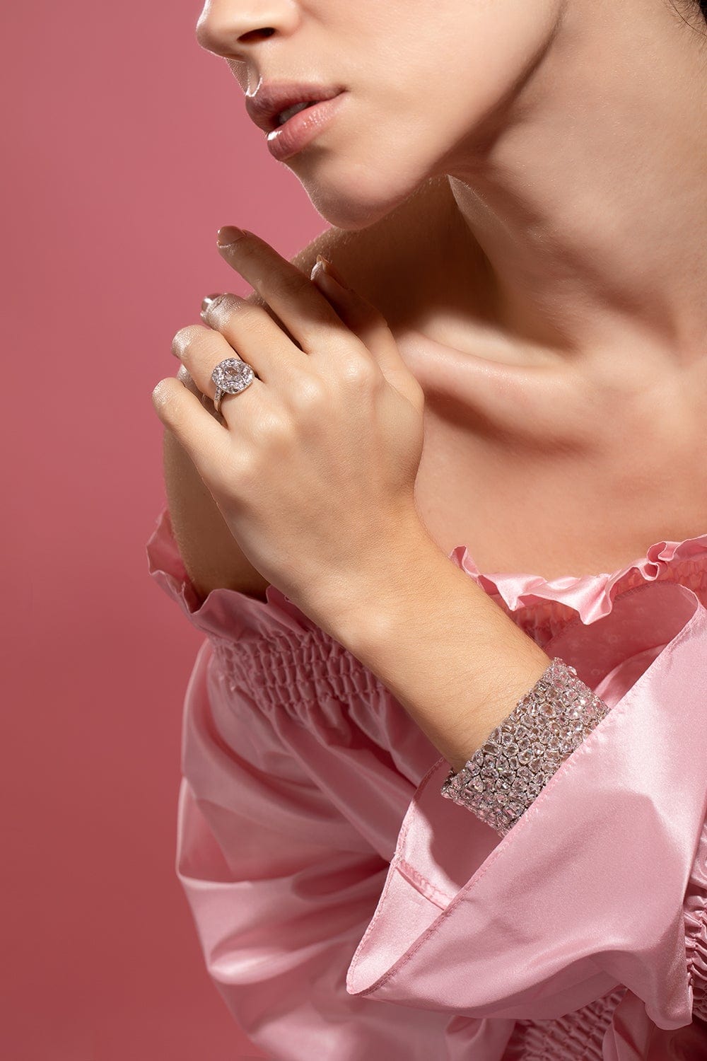 FRED LEIGHTON-Rose Cut Diamond Pave Bracelet-PLATINUM