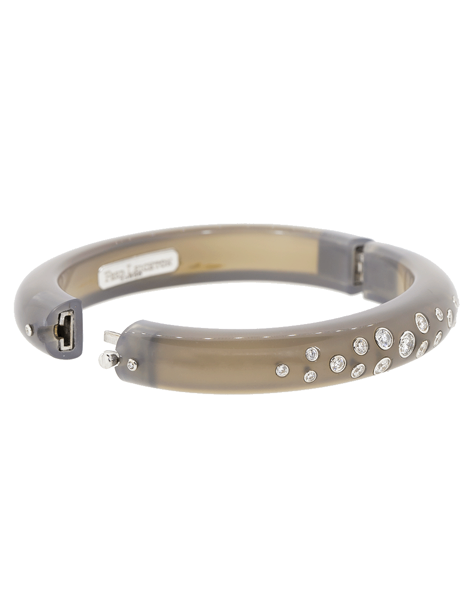 FRED LEIGHTON-Grey Agate And Diamond Bezel Constellation Bangle-WHITE GOLD