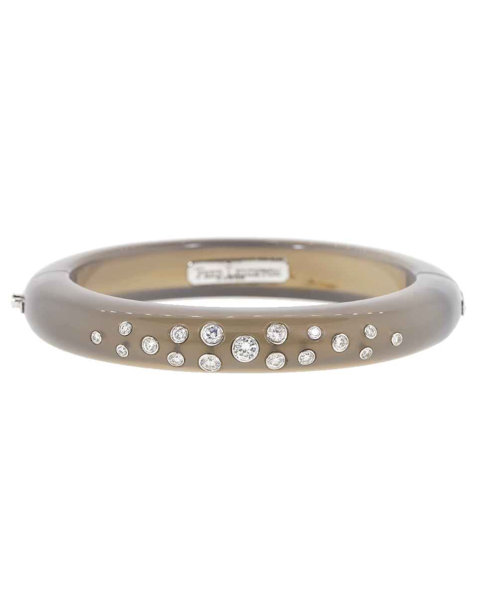 FRED LEIGHTON-Grey Agate And Diamond Bezel Constellation Bangle-WHITE GOLD