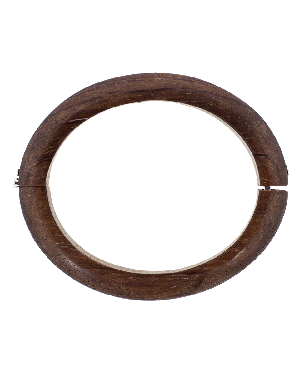 FRED LEIGHTON-Palisander Wood And Diamond Line Bangle-WHITE GOLD