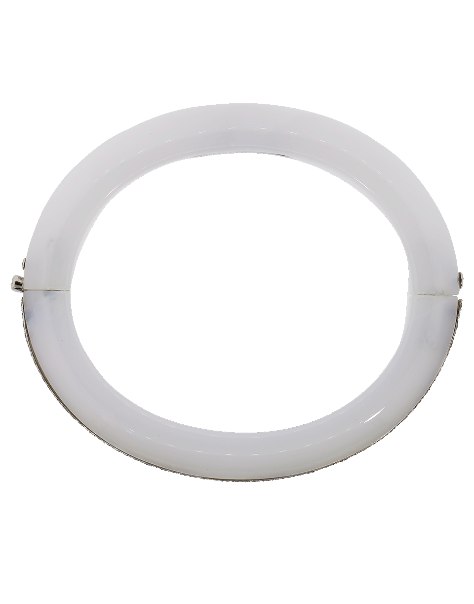 FRED LEIGHTON-Winter White Chalcedony And Diamond Line Bangle-WHITE GOLD