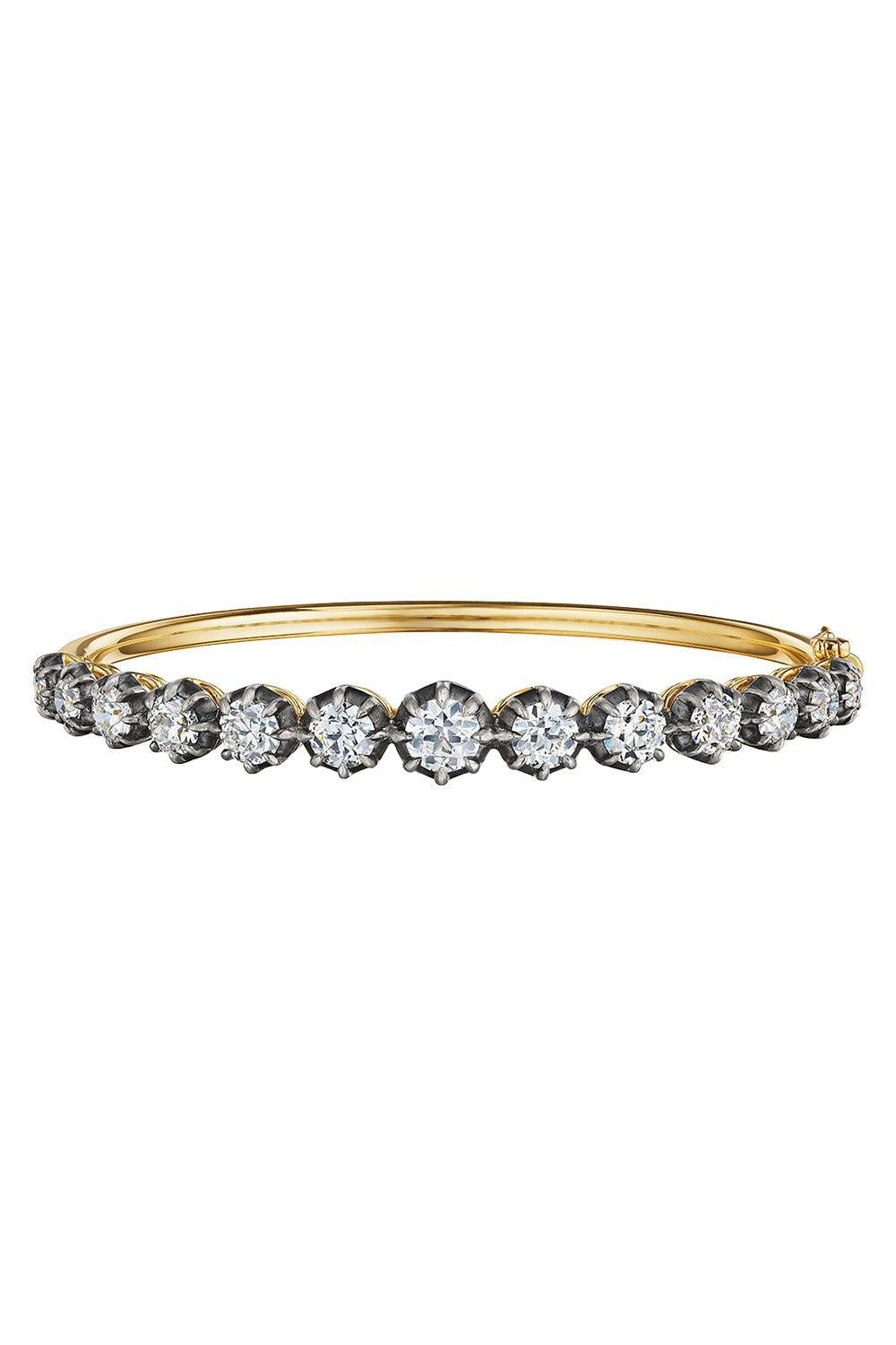  Diamond Collet Graduated Bangle Bracelet-YELLOW GOLD-JEWELRYFINE JEWELBRACELET O-FRED LEIGHTON 