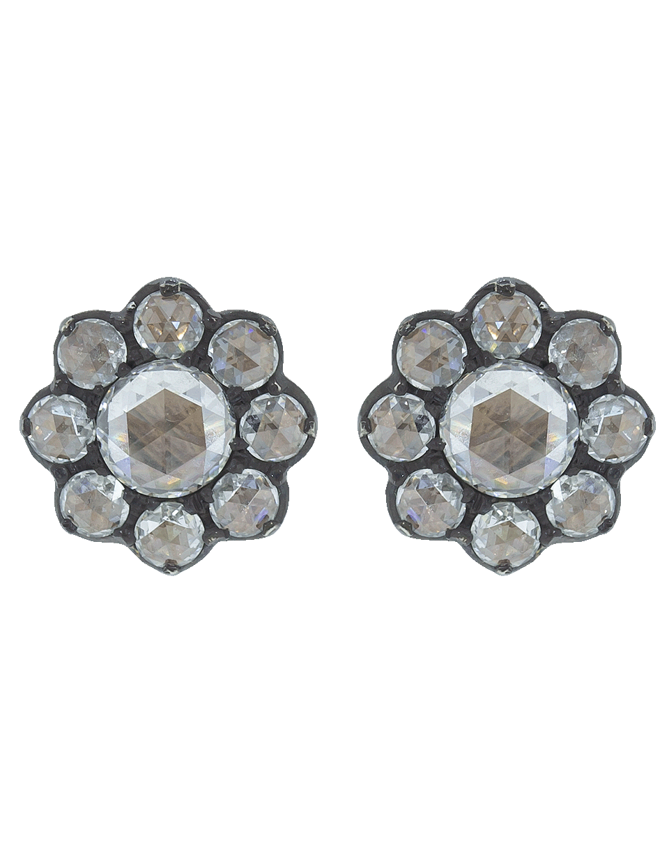 FRED LEIGHTON-Petite Rose Cut Diamond Cluster Stud Earrings-ROSE GOLD