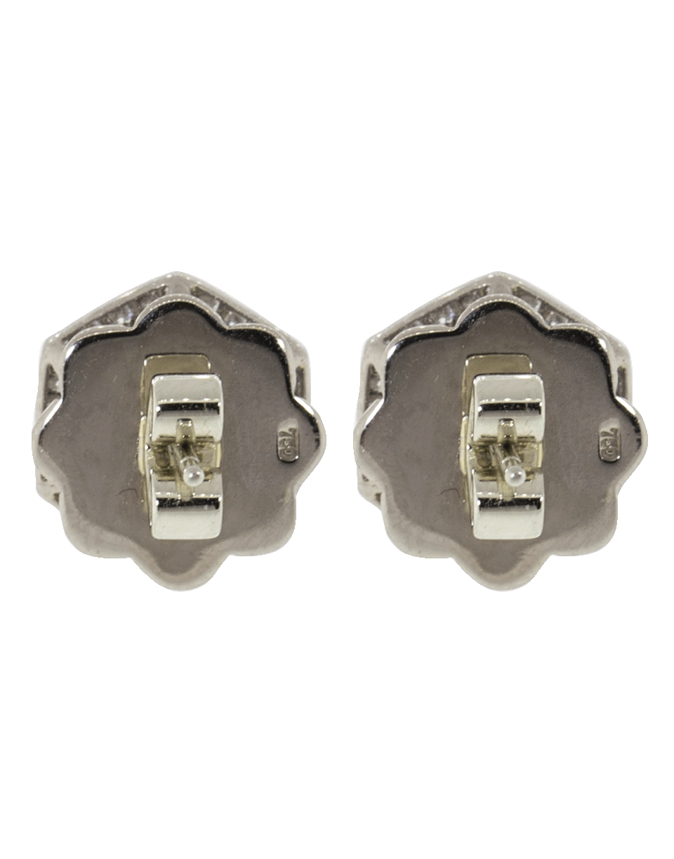 FRED LEIGHTON-Black Jade And Diamond Halo Hexagonal Stud Earrings-WHITE GOLD