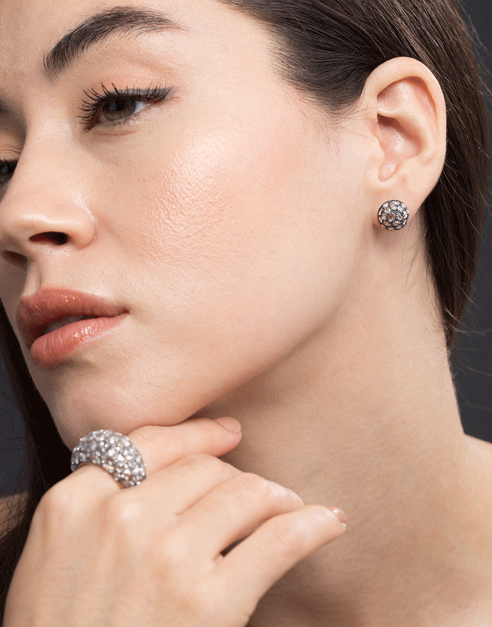 FRED LEIGHTON-Bombe Diamond Stud Earrings-YELLOW GOLD