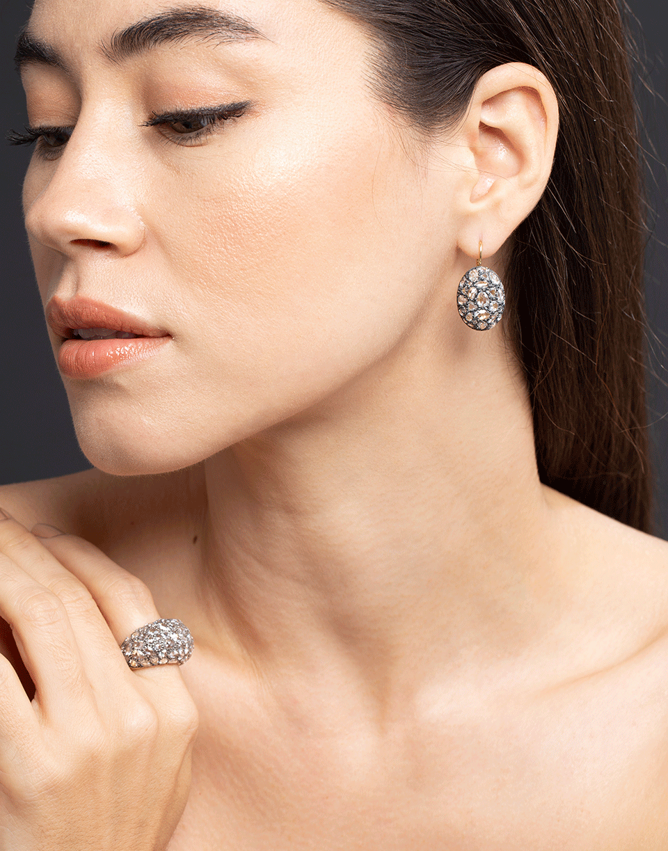 FRED LEIGHTON-Diamond Oval Pave Earrings-YELLOW GOLD