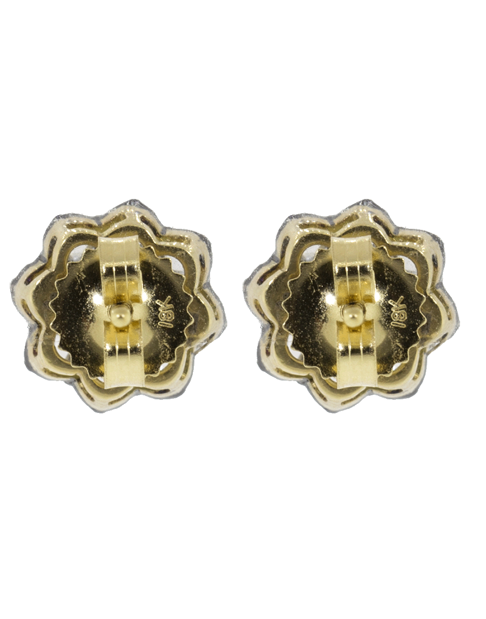 FRED LEIGHTON-Rose Cut Diamond Petite Cluster Stud Earrings-YELLOW GOLD