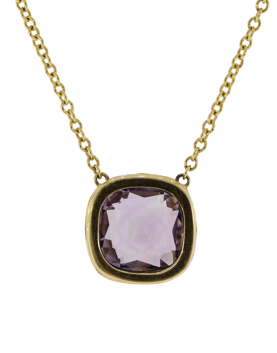 FRED LEIGHTON-Amethyst Solitaire Pendant Necklace-YELLOW GOLD