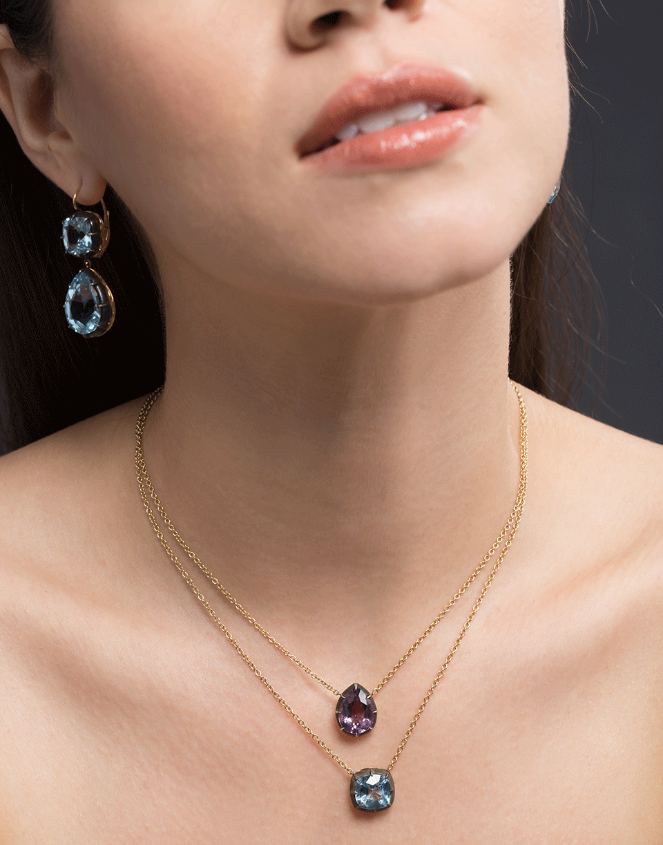 FRED LEIGHTON-Amethyst Solitaire Pendant Necklace-YELLOW GOLD