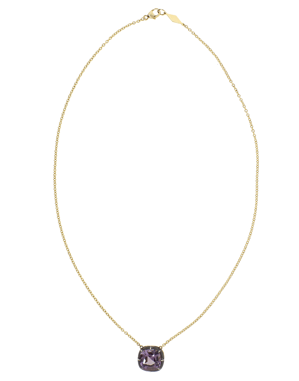 FRED LEIGHTON-Amethyst Solitaire Pendant Necklace-YELLOW GOLD