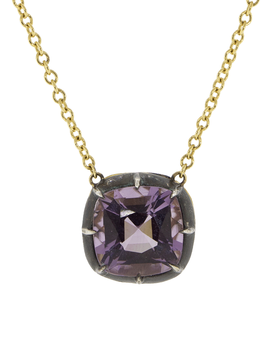FRED LEIGHTON-Amethyst Solitaire Pendant Necklace-YELLOW GOLD
