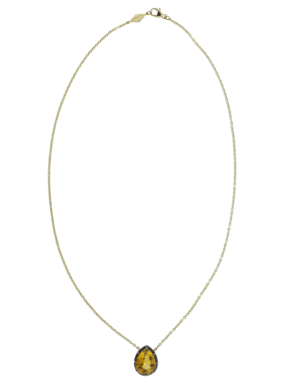 FRED LEIGHTON-Citrine Solitaire Pendant Necklace-YELLOW GOLD