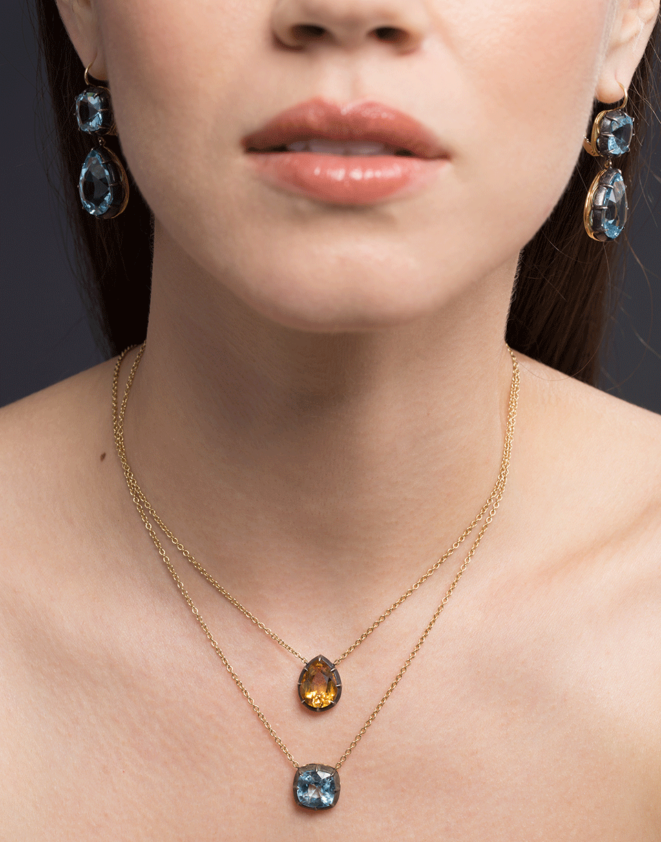 FRED LEIGHTON-Citrine Solitaire Pendant Necklace-YELLOW GOLD