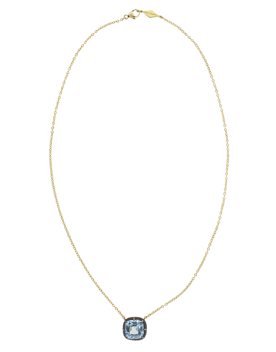 FRED LEIGHTON-Cushion Blue Topaz Pendant Necklace-YELLOW GOLD