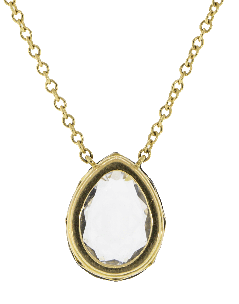 FRED LEIGHTON-Pear Shape White Topaz Solitaire Pendant Necklace-YELLOW GOLD