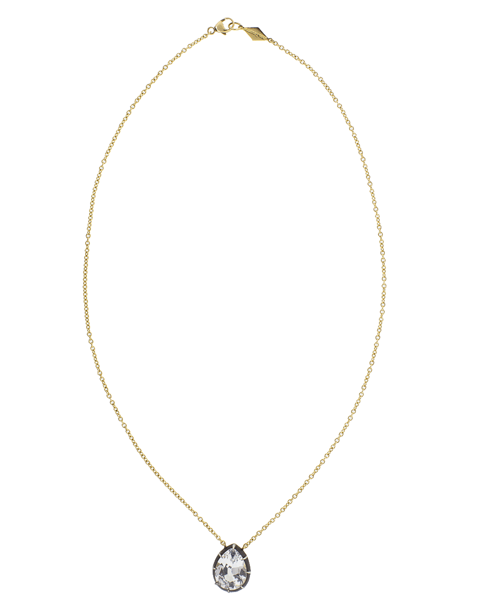 FRED LEIGHTON-Pear Shape White Topaz Solitaire Pendant Necklace-YELLOW GOLD