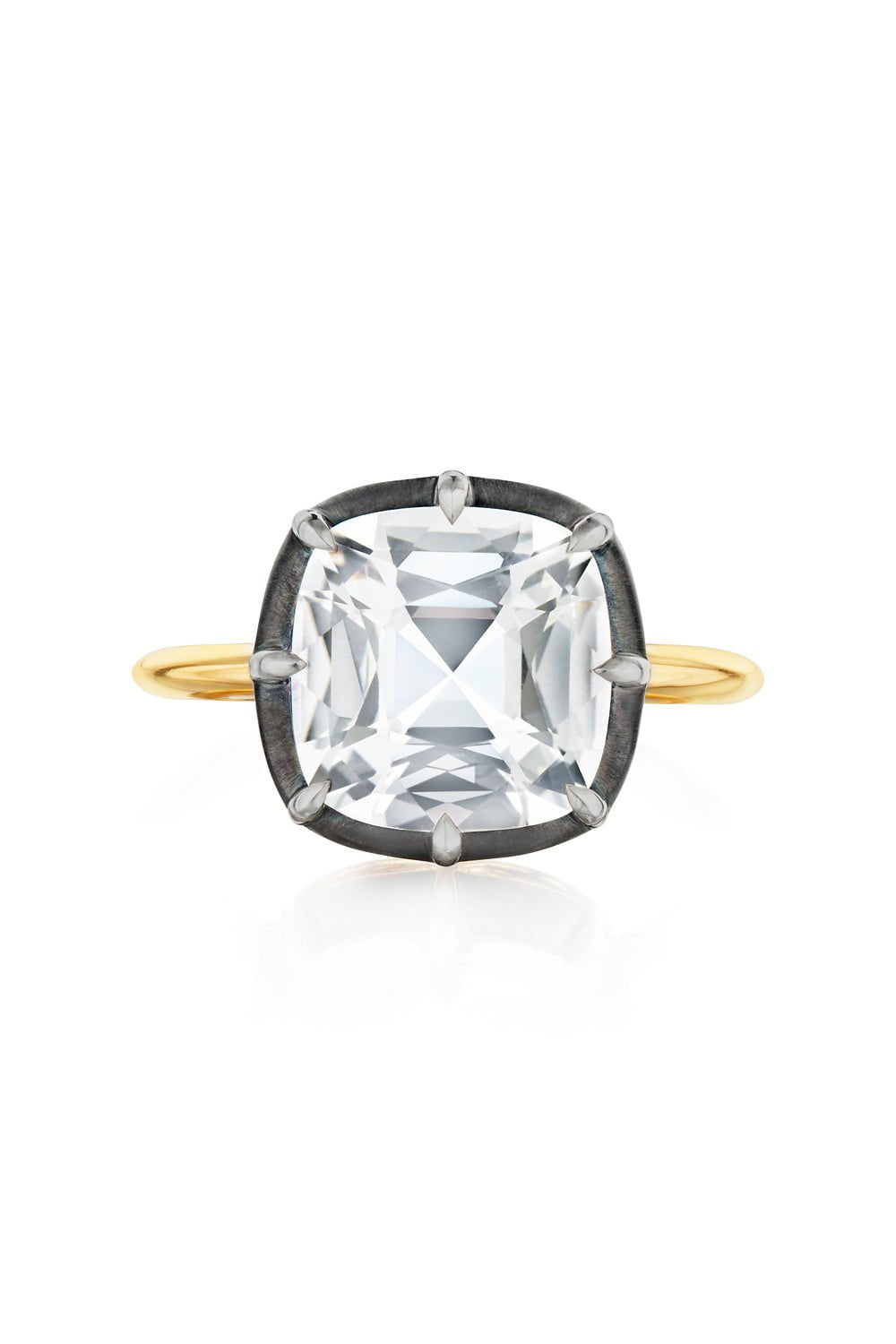 FRED LEIGHTON-White Topaz Collet Ring-YELLOW GOLD