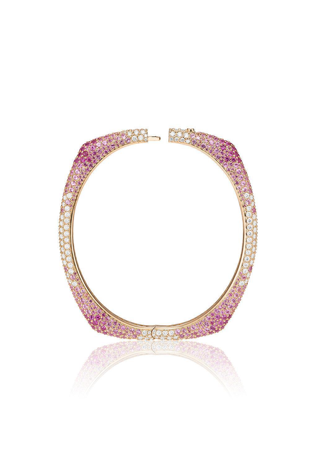 FULLORD-Ombre Pink Sapphire Ghost Bangle Bracelet-ROSE GOLD