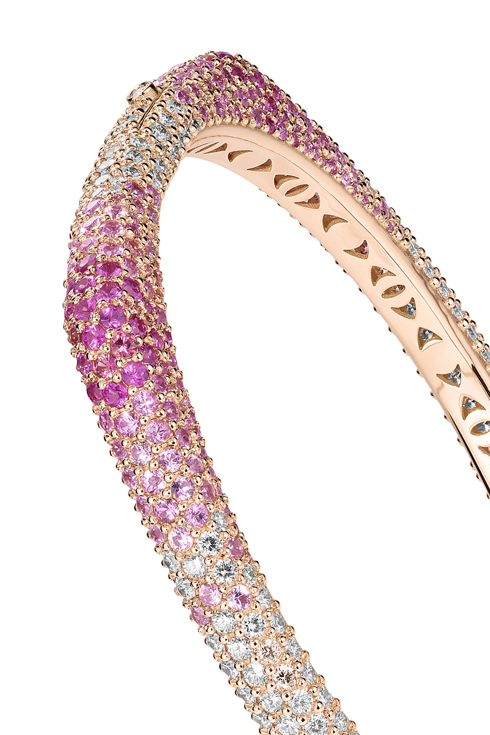 FULLORD-Ombre Pink Sapphire Ghost Bangle Bracelet-ROSE GOLD