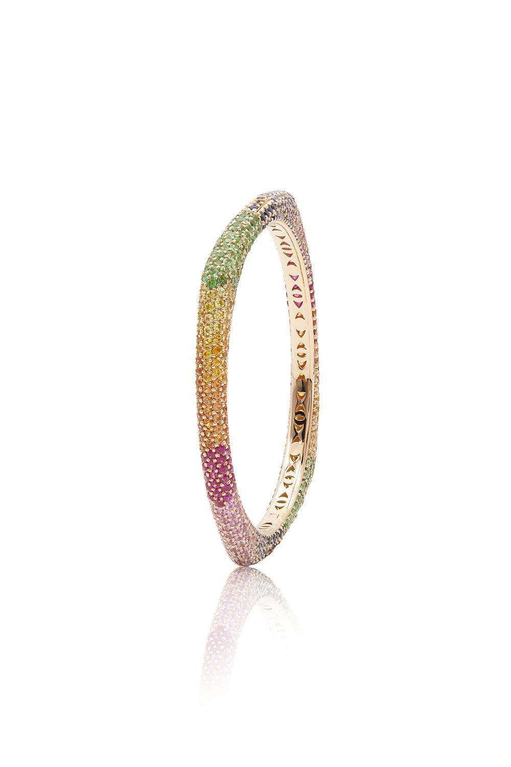 Rainbow Sapphire Ghost Bracelet - Rose Gold-ROSE GOLD-16-JEWELRYFINE JEWELBRACELET O-FULLORD