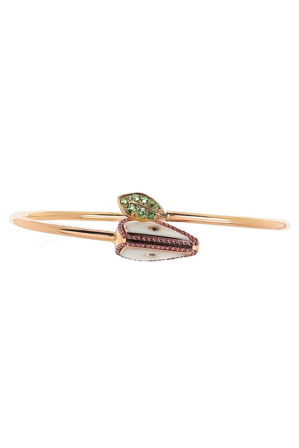 Sapphire Eden Flexible Apple Leaf Braclet-ROSE GOLD-JEWELRYFINE JEWELBRACELET O-FULLORD