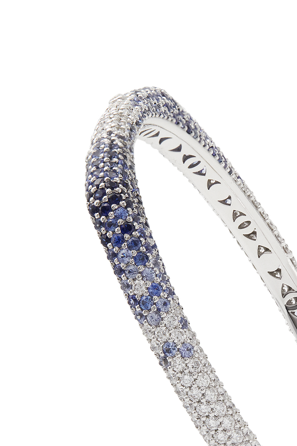 FULLORD-Ombre Blue Sapphire Ghost Bangle Bracelet-WHITE GOLD