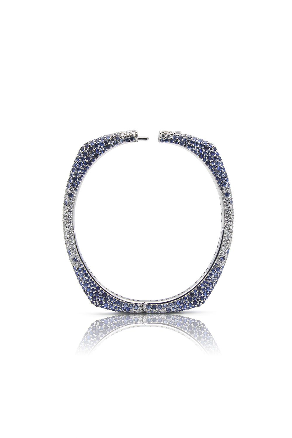 FULLORD-Ombre Blue Sapphire Ghost Bangle Bracelet-WHITE GOLD