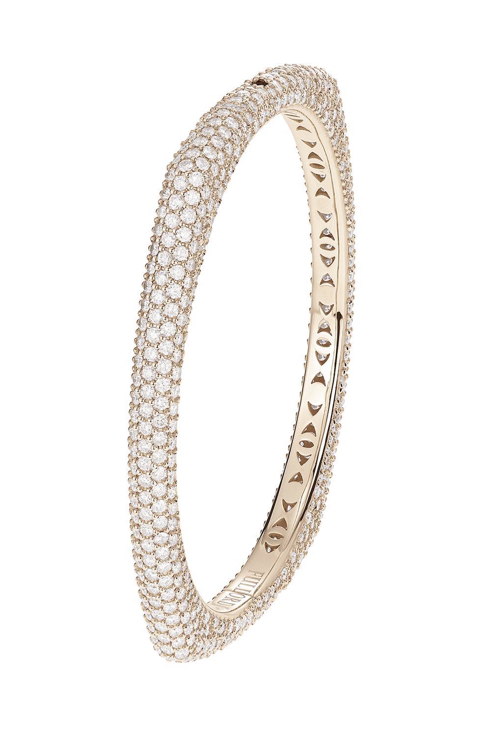 Champagne Diamond Ghost Bangle Bracelet-YELLOW GOLD-16-JEWELRYFINE JEWELBRACELET O-FULLORD