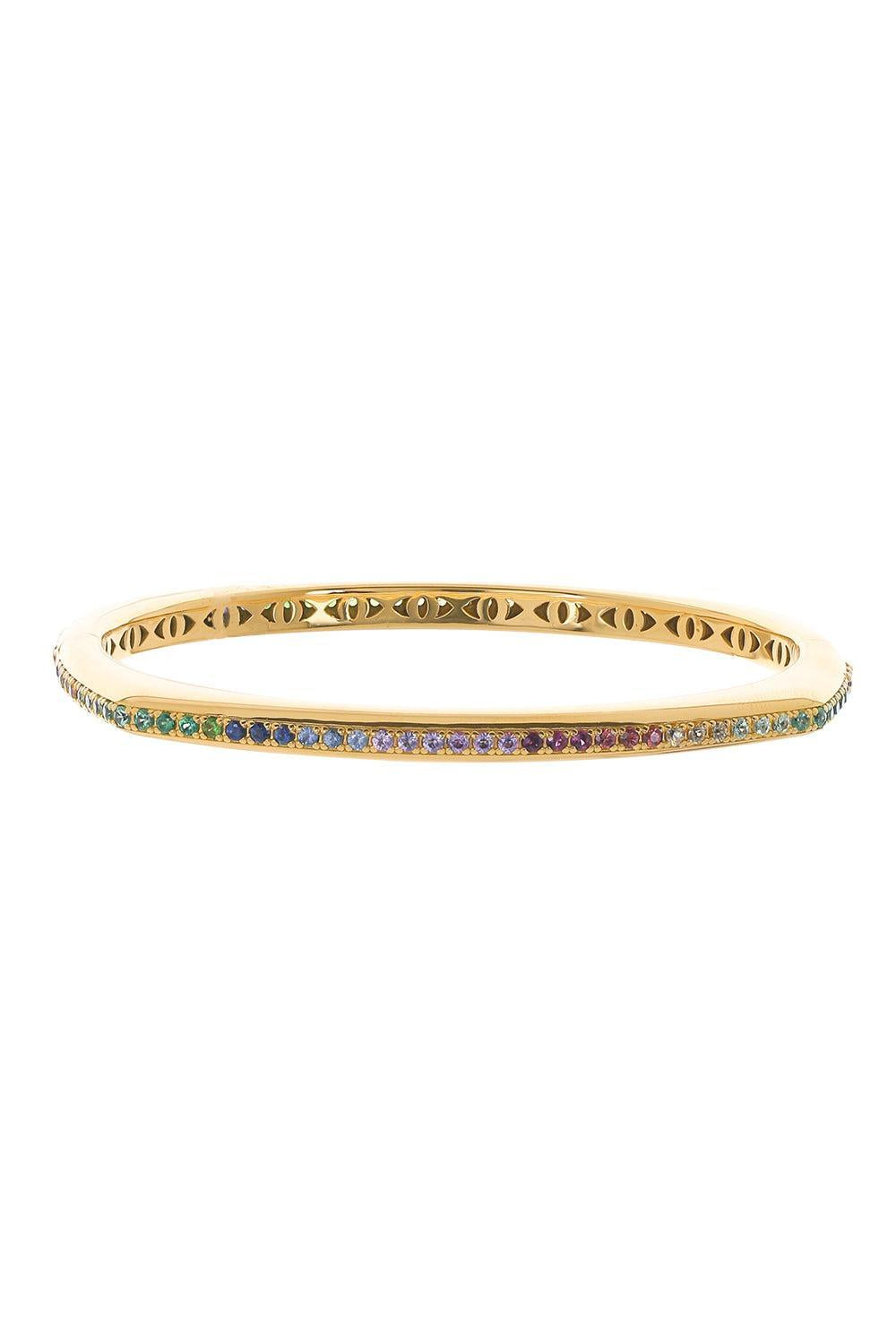 Rainbow Sapphire Ghost Belt Bracelet - Yellow Gold-YELLOW GOLD-17-JEWELRYFINE JEWELBRACELET O-FULLORD