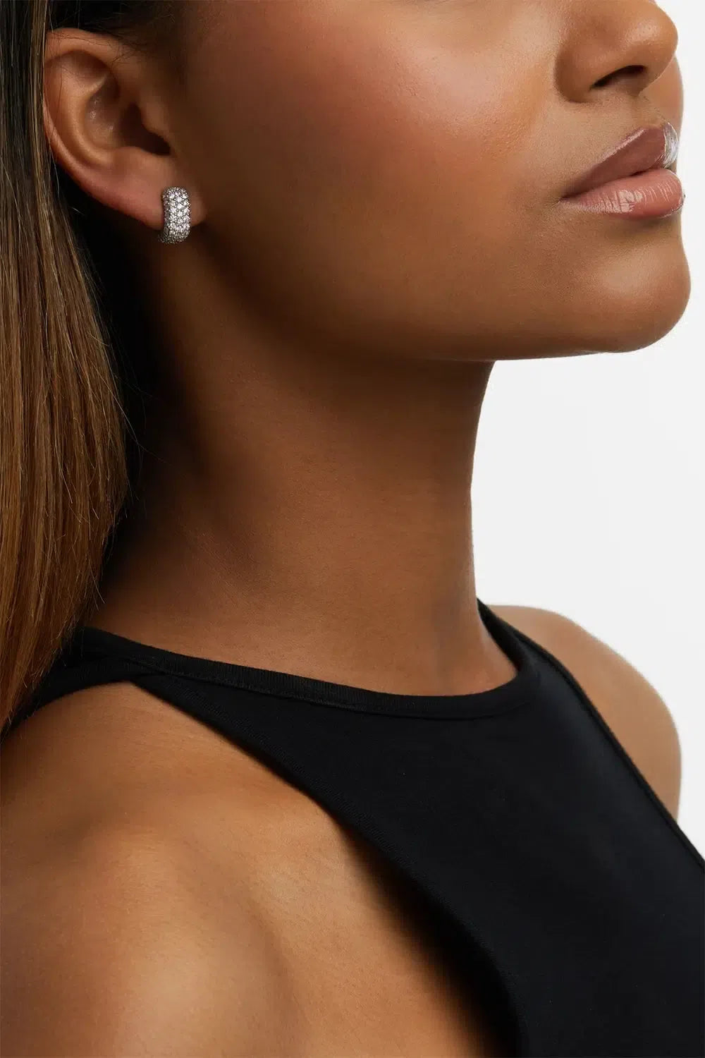 FULLORD-Diamond Pave Ghost Earrings-WHITE GOLD