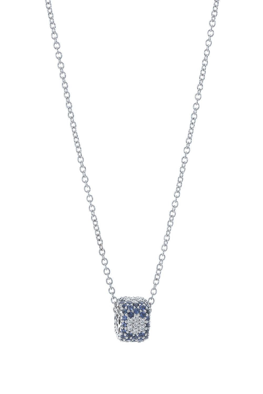 Diamond Blue Sapphire Ghost Necklace-WHITE GOLD-JEWELRYFINE JEWELNECKLACE O-FULLORD