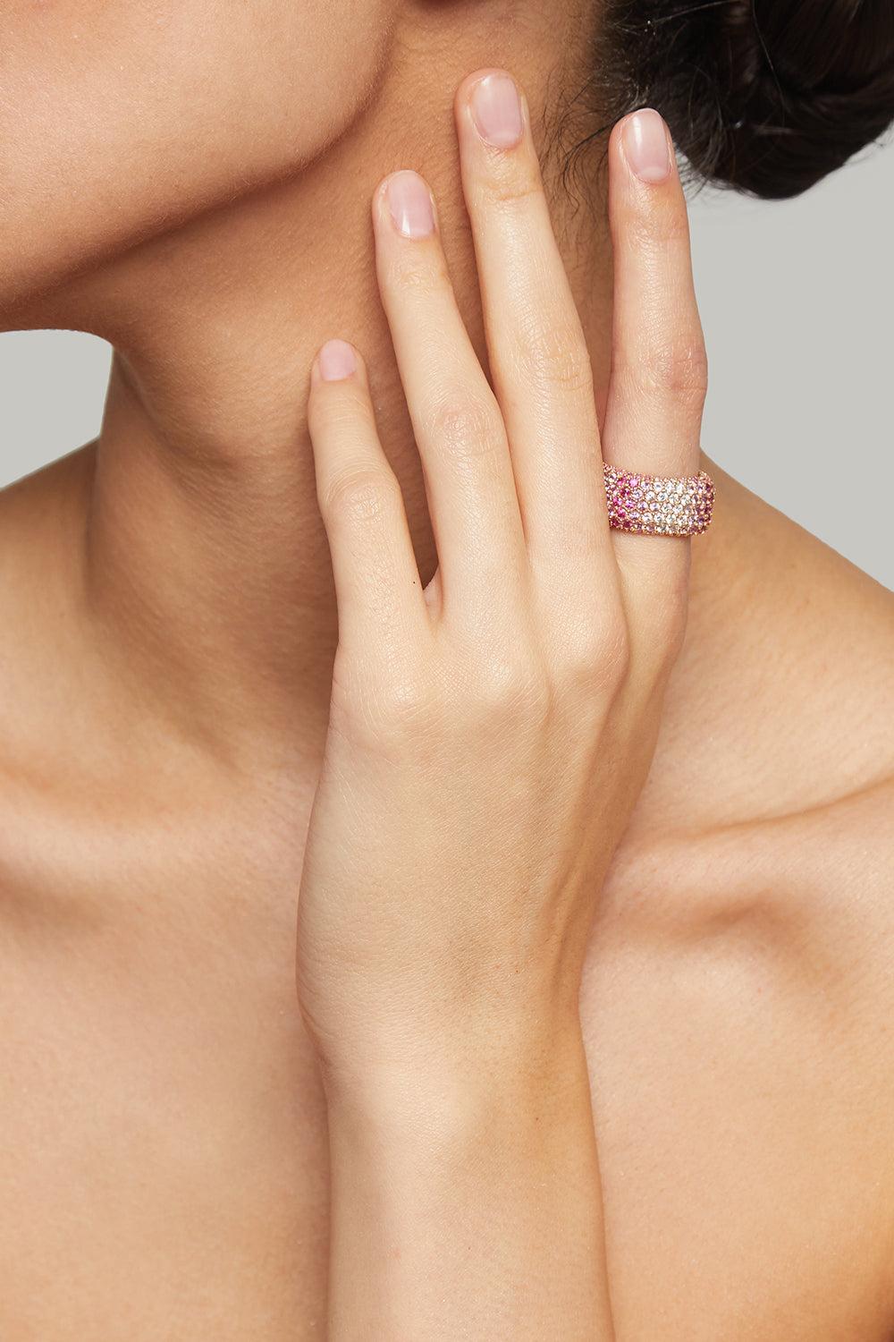 Diamond Pink Sapphire Starghost Ring-ROSE GOLD-6.5-JEWELRYFINE JEWELRING-FULLORD