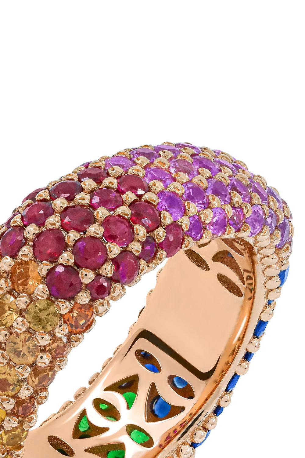Full Pave Rainbow Sapphire Ghost Ring-ROSE GOLD-6.75-JEWELRYFINE JEWELRING-FULLORD