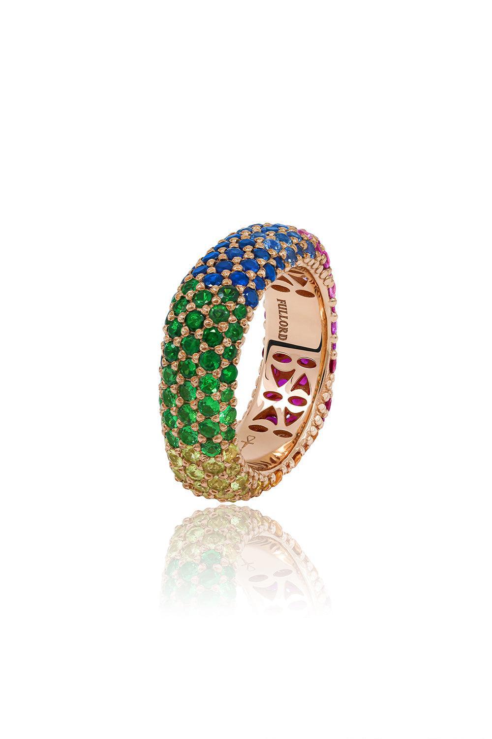 Full Pave Rainbow Sapphire Ghost Ring-ROSE GOLD-6.75-JEWELRYFINE JEWELRING-FULLORD