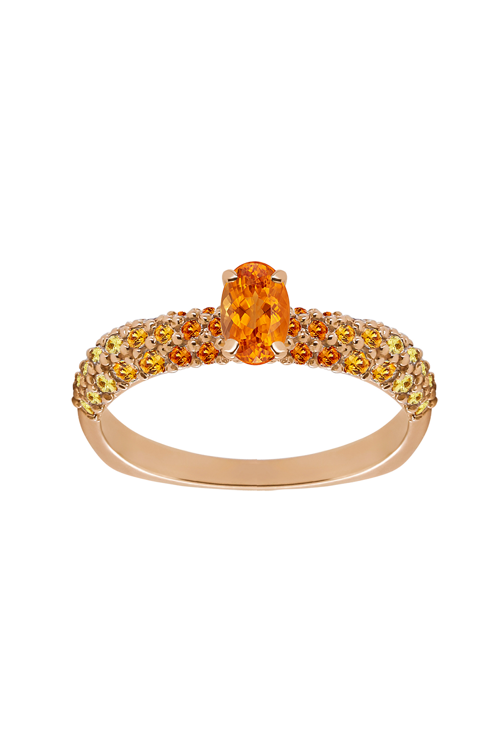 FULLORD-Orange Sapphire Eternity Solitaire Ring-ROSE GOLD