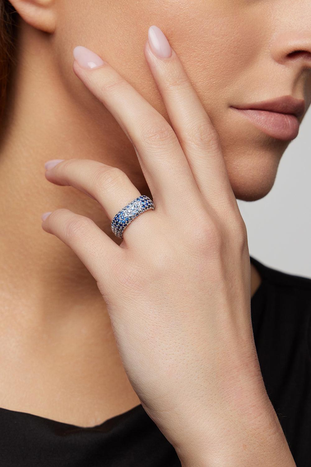 Diamond Blue Sapphire Ghost Belt Ring-WHITE GOLD-6.75-JEWELRYFINE JEWELRING-FULLORD
