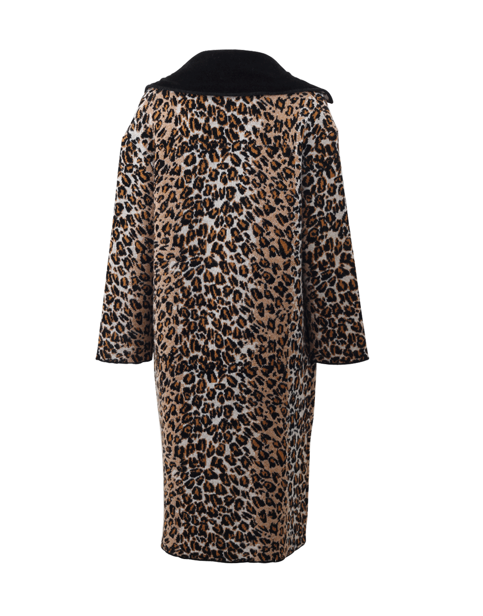 FUZZI-Heavy Knit Leopard Coat-CAMMELO