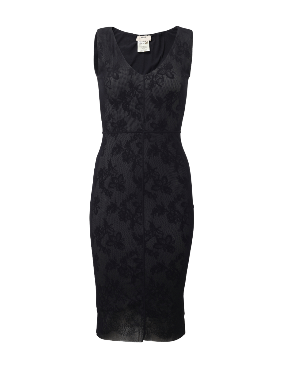 FUZZI-Lace Underlay Floral Dress-