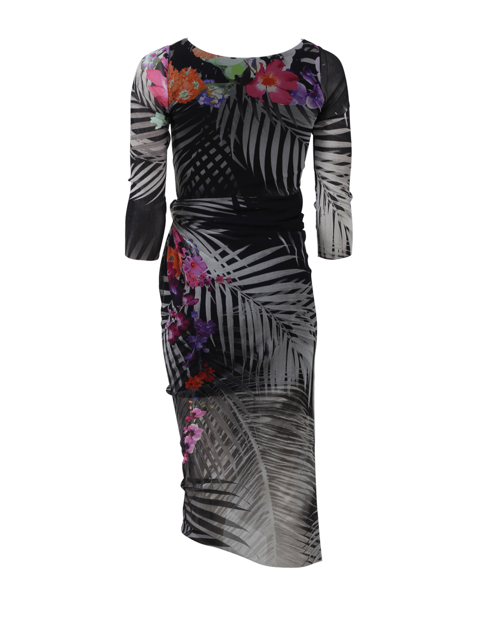 FUZZI-Palm Print Ruch Dress-