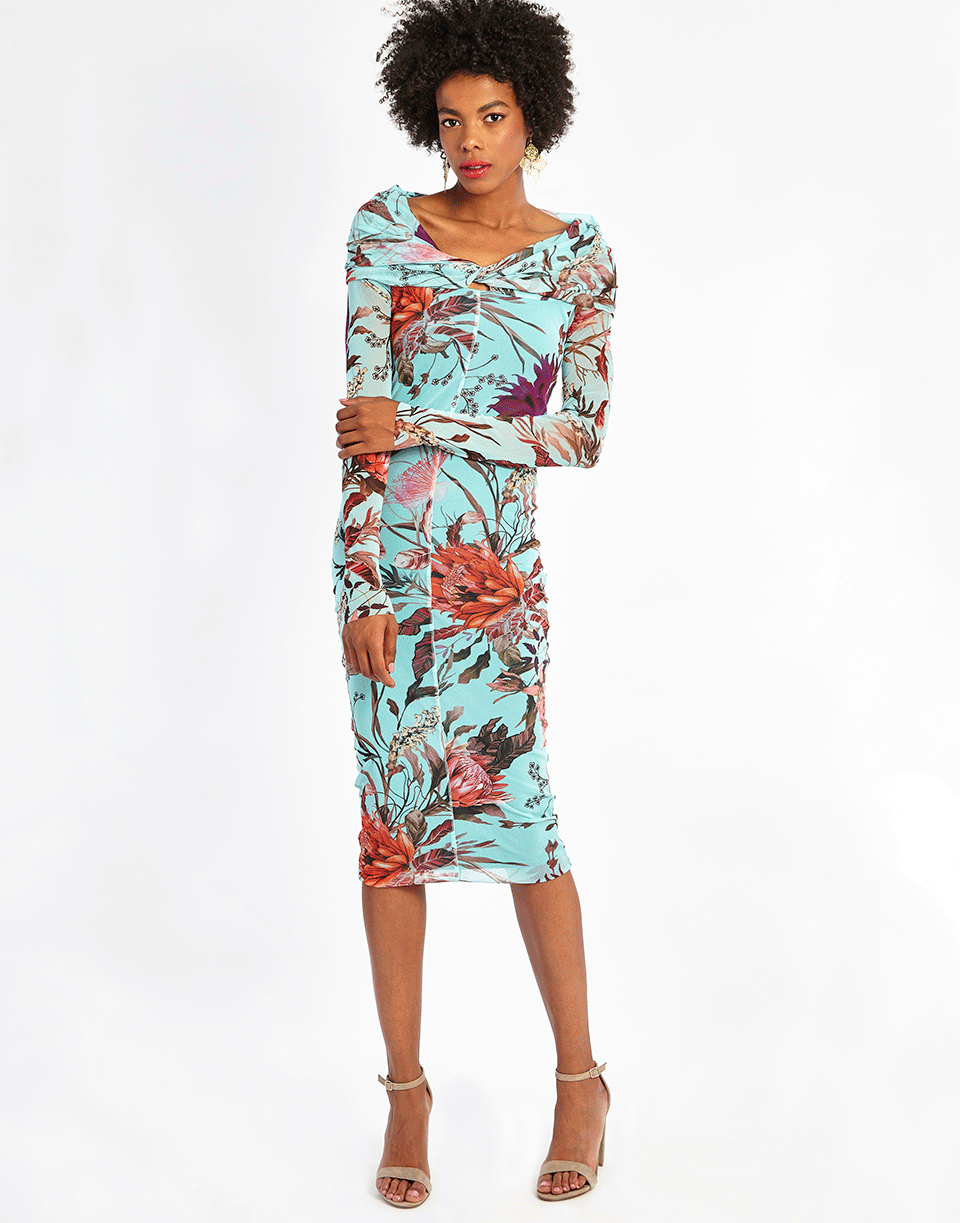 FUZZI-Off Shoulder Floral Dress-
