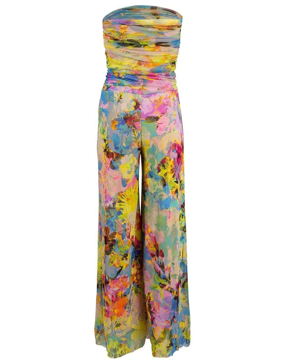 FUZZI-Multi-Color Strapless Printed Jumpsuit-