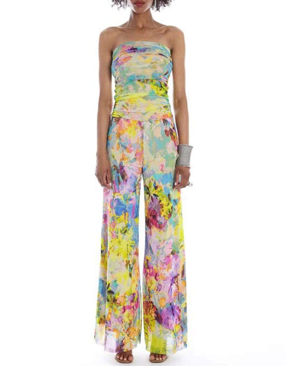 FUZZI-Multi-Color Strapless Printed Jumpsuit-