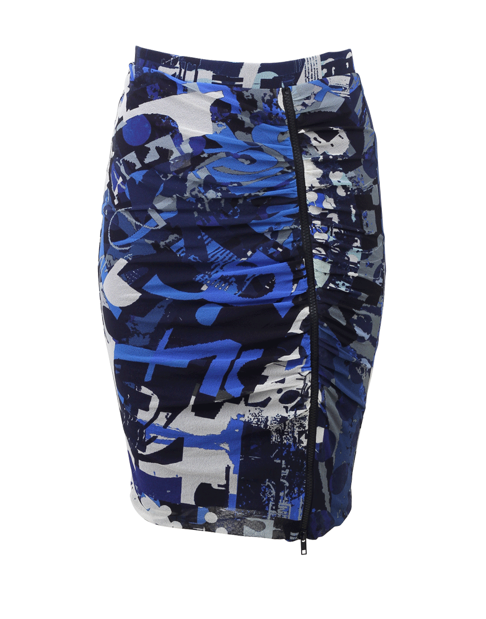 FUZZI-Ruch Print Zip Skirt-