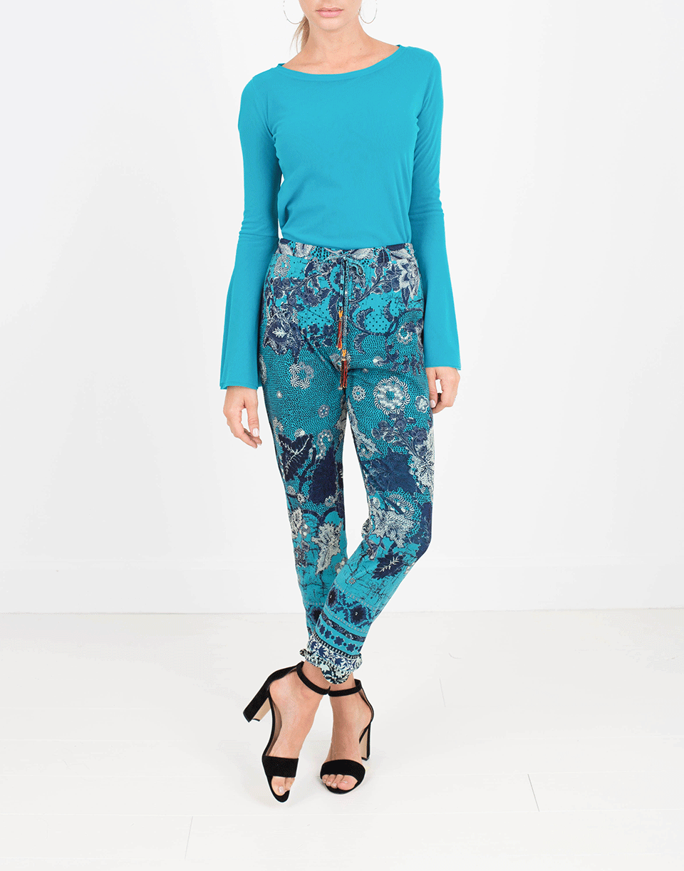 FUZZI-Bell Sleeve Tie Back Top-