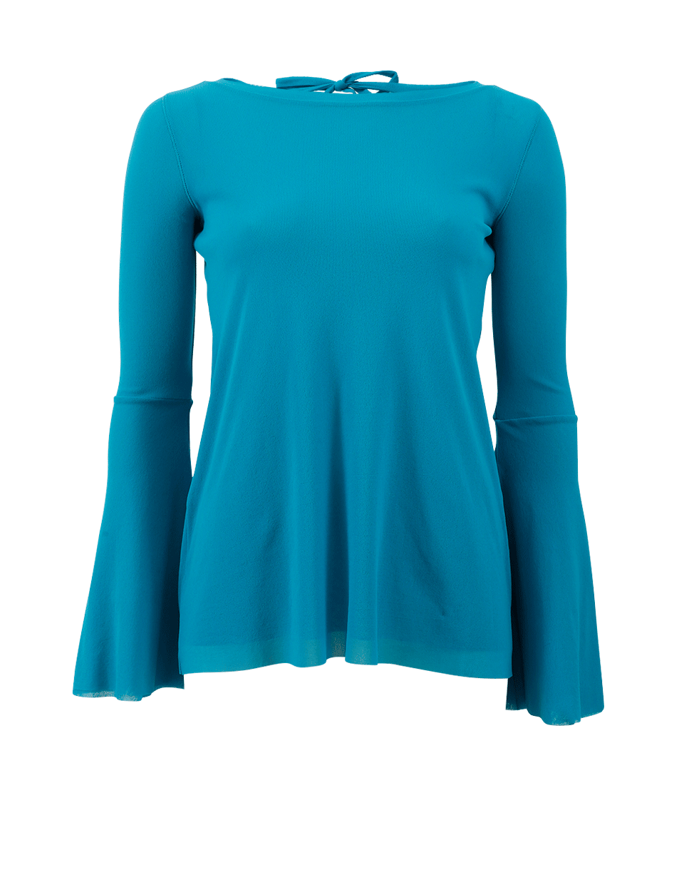 FUZZI-Bell Sleeve Tie Back Top-