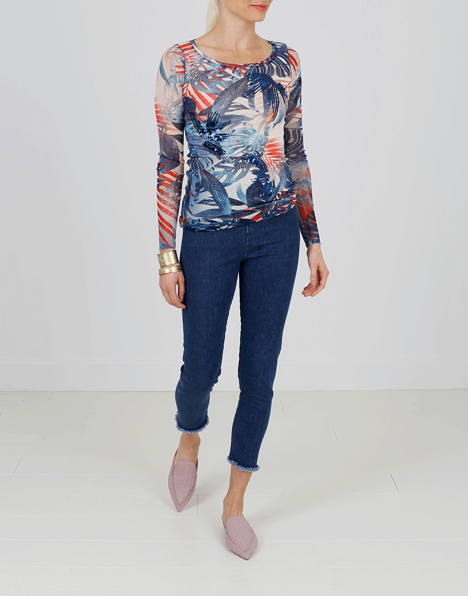 FUZZI-Palm Print Fitted Top-