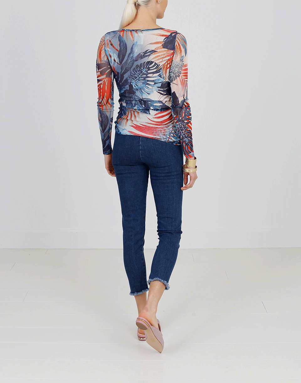 FUZZI-Palm Print Fitted Top-