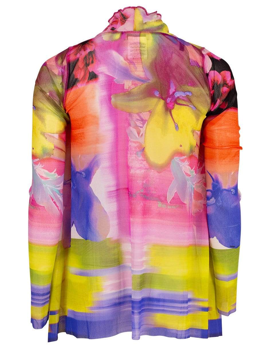FUZZI-Printed Drape Front Cardigan-